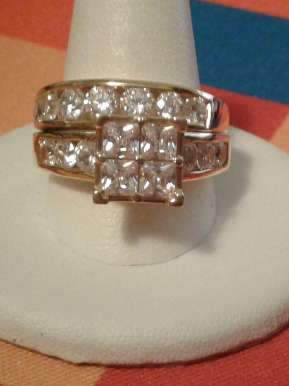 BJH860B Bella Luce 18K Yellow Gold Plated Two Piece Bridal Set 6.20ctw.Sz.10 NEW